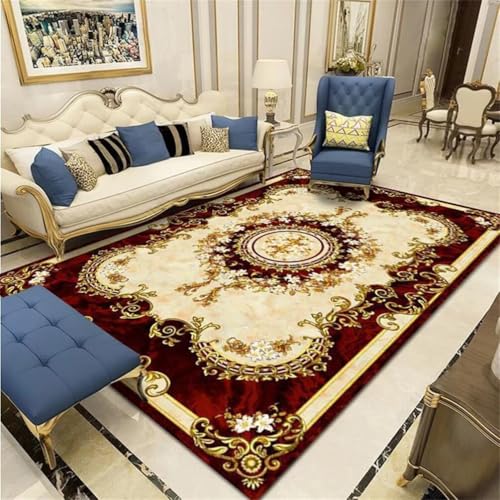 RUGMRZ Teppich RechteckigDesign jugendzimmer Jungen 70x140CM Wohnzimmer groß rotRetro-Blumen-Teppich Kinderteppich Waschbar von RUGMRZ