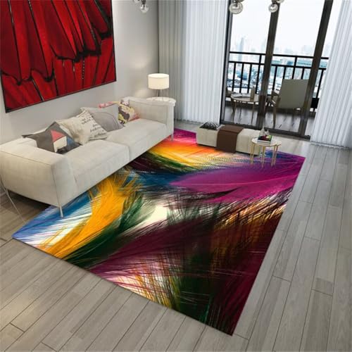 RUGMRZ Teppich RechteckigLarge Square Floor Cushions Velvet Schlafzimmer Teppiche 70x120CM Teppichboden Auslegware MehrfarbigLila-gelber dekorativer Teppich. Schallisolierung Kinder von RUGMRZ