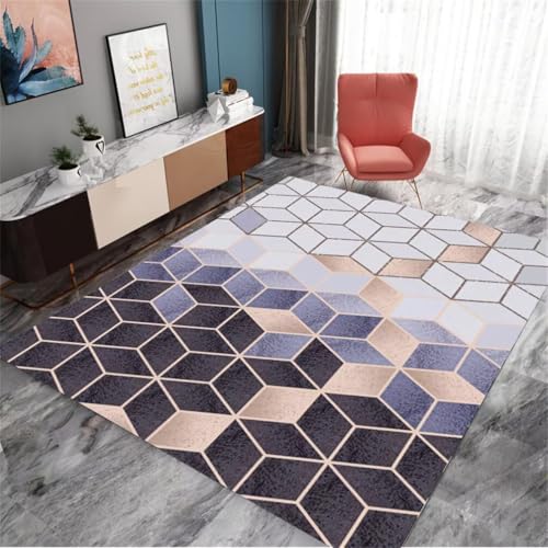 RUGMRZ Teppich RechteckigTeppich Jugendzimmer Jungen Kinderteppich Wald 70x120CM Kinderzimme BlauModerner geometrischer Designer von RUGMRZ