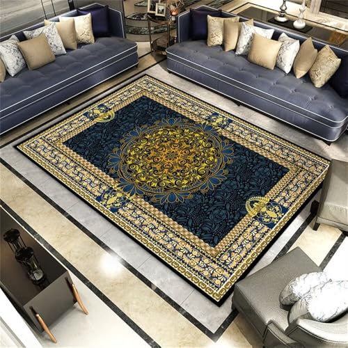 RUGMRZ Teppich RechteckigTeppich Landhaus läufer eingangsbereich 150x200CM matten & teppiche blauGelber Vintage-Blumenteppich waschbare Waschmaschine von RUGMRZ