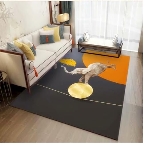 RUGMRZ Teppich Rund Wohnzimmer 160X230Cm Küchenaccessoires Grau Oudoor Deko Artikel Terrassen Teppichgeometrische Formnähte Sicher Und Pflegeleicht Gold von RUGMRZ