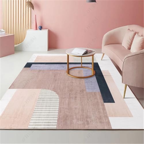 RUGMRZ Teppich Rutschstopp 140X200Cm Outdoorteppich 12 Pink Moderne Minimalistische Schlafzimmer Zimmer Nachtseite Home Wohnzimmer Schlafzimmerteppich Waschbar von RUGMRZ