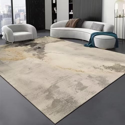RUGMRZ Teppich Schlafzimmer Flauschig Rutschfestes Verschmutzungsbeständiges Waschbares Wohnzimmer Abstrakt Modern Fliesen Grau Bett Bedroom Decor 80X80CM von RUGMRZ