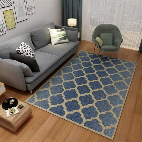 RUGMRZ Teppich SchlafzimmerTeppich Schlafzimmer schmutzfangmatte waschbar 140x200CM vorzimmer BlauModerne Karo-Teppichmatte. XXL RUGMRZ Teppich SchlafzimmerTeppich Schlafzimmer schmutzfangmatte waschbar 140x200CM vorzimmer BlauModerne Karo-Teppichmatte. XXL von RUGMRZ