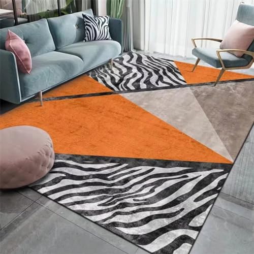 RUGMRZ Teppich Schreibtisch 60x90CM marmor Teppich Teppich+Wohnzimmer orange Waschbarer Teppich mit Zebramuster für Jugendzimmer Teppich Fliesen von RUGMRZ