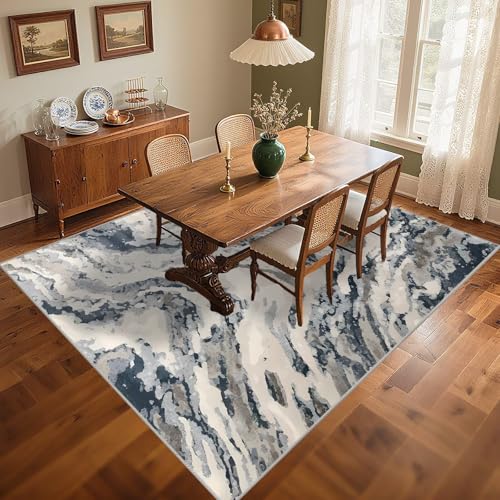 RUGMRZ Teppich Tür Waterproof 160x200cm blau grau, Abstraktes Design für Küchenbalkon von RUGMRZ