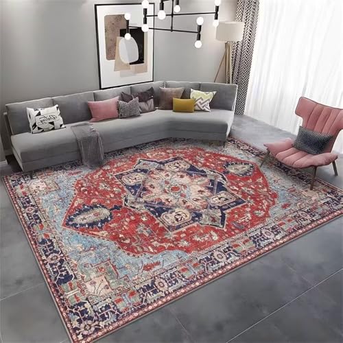 RUGMRZ Teppich Unter Esstisch 80x120CM Spielmatte Zimmer rot Blauer Retro-Teppich. flurteppich arbeitszimmer RUGMRZ Teppich Unter Esstisch 80x120CM Spielmatte Zimmer rot Blauer Retro-Teppich. flurteppich arbeitszimmer von RUGMRZ