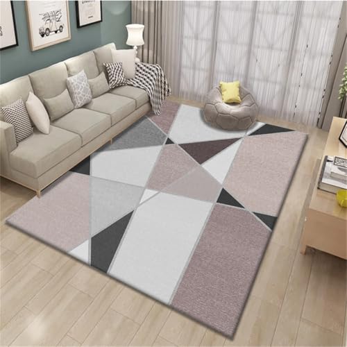RUGMRZ Teppich Waschbar 180X280Cm Couch 38 Rosa Schlafzimmer Wohnzimmer Einfache Heimwettgeometrie Sofa Für Möbelgleiter von RUGMRZ