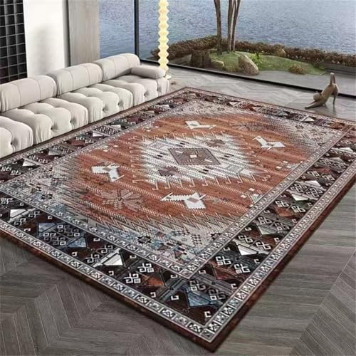 RUGMRZ Teppich Waschbar 50X80Cm Küchen 9 Braun Wohnzimmer Sofa, Schlafzimmer Nachttisch Anti Rutsch Symmetrische Geometrie Teenager Mädchen Klein von RUGMRZ