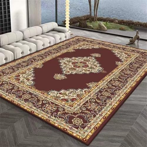RUGMRZ Teppich Waschbar In Waschmaschine 140X200Cm rutschfeste Unterlage 8 Rot Wohnzimmer Sofa, Schlafzimmer Nachttisch Anti Rutsch Symmetrische Geometrie Zimmer Tapiso von RUGMRZ