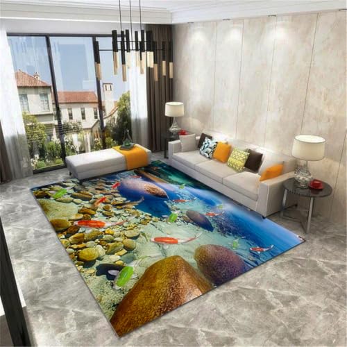 RUGMRZ Teppich Waschbar In Waschmaschine 180X250Cm Unter Esstisch Blau Schreibtisch Outdorr Webteppichunterwasserlandschaft Muster Schlafzimm RUGMRZ Teppich Waschbar In Waschmaschine 180X250Cm Unter Esstisch Blau Schreibtisch Outdorr Webteppichunterwasserlandschaft Muster Schlafzimm von RUGMRZ