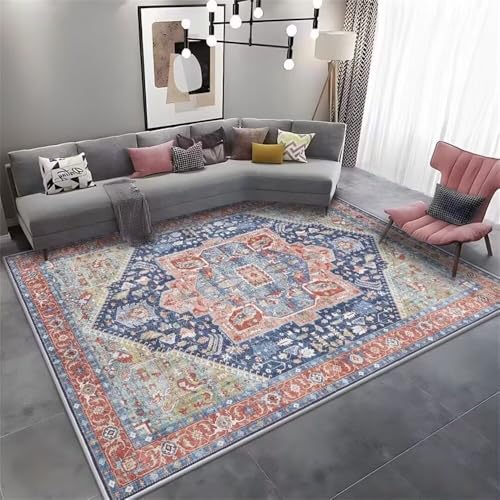 RUGMRZ Teppich Waschbar In Waschmaschine 80x150CM Hübscher Couchtisch Blau Grüner, Retro-inspirierter Blumenteppich. schreibtischstuhl Teppiche RUGMRZ Teppich Waschbar In Waschmaschine 80x150CM Hübscher Couchtisch Blau Grüner, Retro-inspirierter Blumenteppich. schreibtischstuhl Teppiche von RUGMRZ