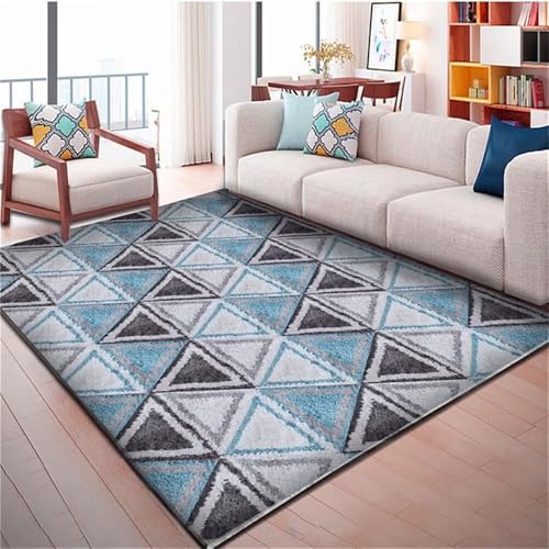 RUGMRZ Teppich Waschbar In Waschmaschine Grau-Blaue Moderne dreieckige Geometrie kann angepasst Werden Dekoration Schlafzimmer 140x210cm RUGMRZ Teppich Waschbar In Waschmaschine Grau-Blaue Moderne dreieckige Geometrie kann angepasst Werden Dekoration Schlafzimmer 140x210cm von RUGMRZ