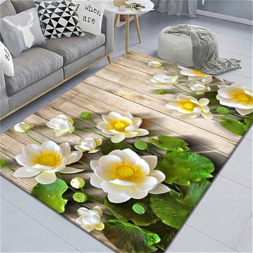 RUGMRZ Teppich Waschbar In Waschmaschine Grünes Blattmuster Schlafzimmer langlebig 180x220cm von RUGMRZ