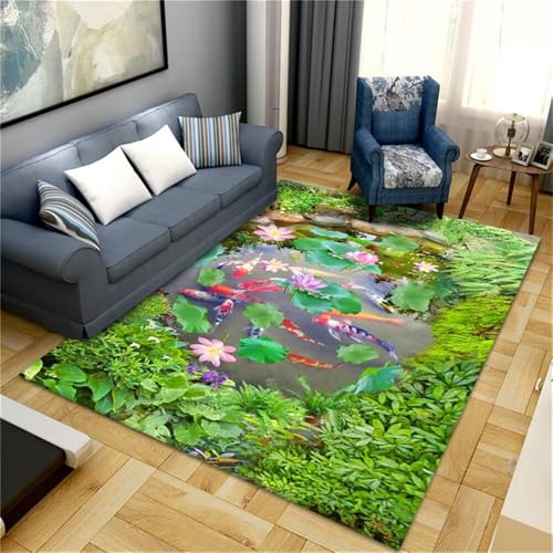 RUGMRZ Teppich Waschbar In Waschmaschine Grünes Blattmuster Schlafzimmer langlebig 200x300cm von RUGMRZ