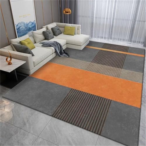 RUGMRZ Teppich Waschbar In Waschmaschine Kurzfloorteppiche Der orange-graue rechteckige Sofateppich ist pflegeleicht und rutschfest. Teppichläufer 120x180cm von RUGMRZ
