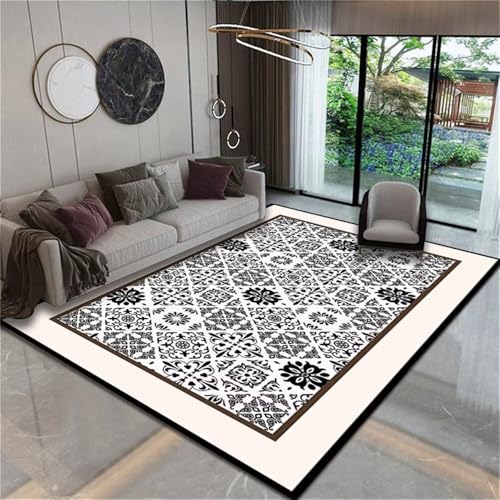 RUGMRZ Teppich Waschbar In Waschmaschine Schwarzes Liniendesign modern rutschfest Balkon Wasserfest 200x300cm RUGMRZ Teppich Waschbar In Waschmaschine Schwarzes Liniendesign modern rutschfest Balkon Wasserfest 200x300cm von RUGMRZ