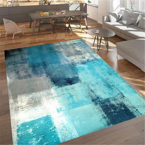 RUGMRZ Teppich Waschbar In Waschmaschine graue und Blaue Farbgebung Bereich Flur Matte pflegeleicht 140X200CM RUGMRZ Teppich Waschbar In Waschmaschine graue und Blaue Farbgebung Bereich Flur Matte pflegeleicht 140X200CM von RUGMRZ