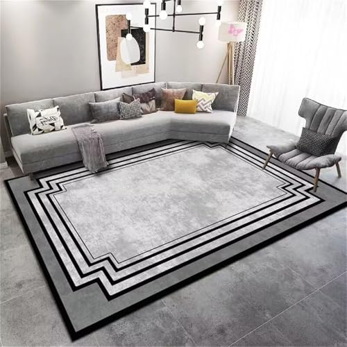 RUGMRZ Teppich Weich Outdoorteppich Graue Fuzzy-Dekoration pflegeleicht Rund Kinderzimmer Schöne 120X200CM von RUGMRZ