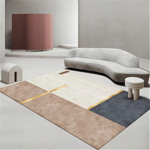 RUGMRZ Teppich Wohnzimmer Esstisch Groß Graues geometrisches Design dauerhaft waschbar Günstig Schallschutz 160X230CM von RUGMRZ