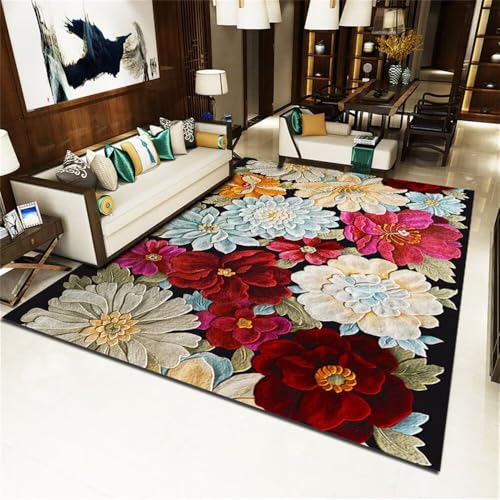 RUGMRZ Teppich Wohnzimmer Kurzflor Area Rug 180x280CM jugendzimmer eingangsbereich rot Blau-grüner 3D-Blumenteppich Schlafzimmer läufer RUGMRZ Teppich Wohnzimmer Kurzflor Area Rug 180x280CM jugendzimmer eingangsbereich rot Blau-grüner 3D-Blumenteppich Schlafzimmer läufer von RUGMRZ