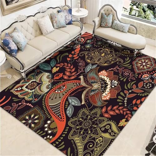 RUGMRZ Teppich Wohnzimmer KurzflorKinder Carpet Living Room 150x200CM Designer SchwarzBunter grüner, schmutzabweisender Teppich. bodenmatte von RUGMRZ
