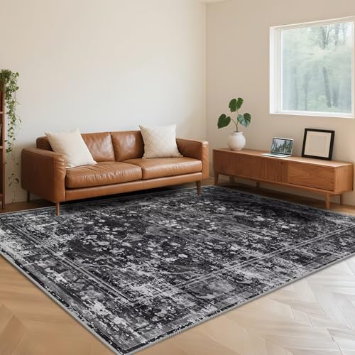 RUGMRZ Teppich Wohnzimmer Vintage 60X90cm,Waschbar In Waschmaschine Weich Kurzflor für Schlafzimmer,Esszimmer,Vorzimmer Schwarz RUGMRZ Teppich Wohnzimmer Vintage 60X90cm,Waschbar In Waschmaschine Weich Kurzflor für Schlafzimmer,Esszimmer,Vorzimmer Schwarz von RUGMRZ