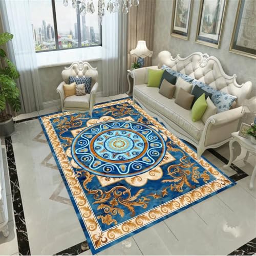 RUGMRZ Teppich WohnzimmerSmall Bedroom Rugs for Adults fußmatte schmal 120x180CM Design BlauInnen- und Außendekorations-Teppiche. rechteckige Schlafzimmer Zubehör von RUGMRZ