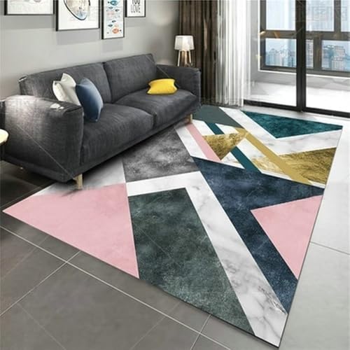 RUGMRZ Teppich WohnzimmerTeppich Anti Rutsch Kurzflor 120x180CM outdoorteppich RosaGrüner Grauer Mädchenteppich. billig von RUGMRZ