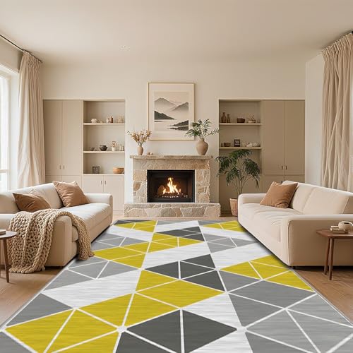 RUGMRZ Teppich Wonzimmer Groß Schlafzimmer Teppiche Gelb 200x300cm,Kurzflor Waschbar In Waschmaschine für Esszimmer,Terrasse,Vorzimmer RUGMRZ Teppich Wonzimmer Groß Schlafzimmer Teppiche Gelb 200x300cm,Kurzflor Waschbar In Waschmaschine für Esszimmer,Terrasse,Vorzimmer von RUGMRZ