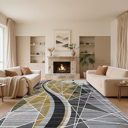 RUGMRZ Teppich Wonzimmer Schlafzimmer Teppiche Grau 120x160cm,Kurzflor Waschbar In Waschmaschine für Esszimmer,Terrasse,Vorzimmer von RUGMRZ