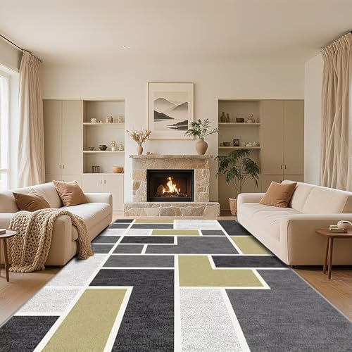 RUGMRZ Teppich Wonzimmer Schlafzimmer Teppiche Grau 130x190cm,Kurzflor Waschbar In Waschmaschine für Esszimmer,Terrasse,Vorzimmer von RUGMRZ