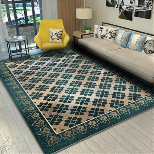 RUGMRZ Teppich XXL Grünes quadratisches geometrisches Design Modern Fussmatte Innen 160x220cm von RUGMRZ