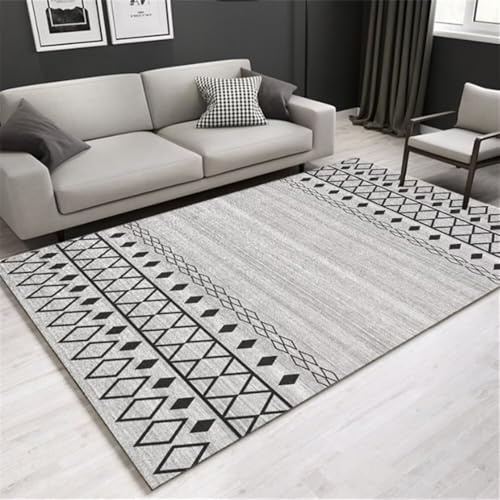 RUGMRZ Teppich XxlSchlafzimmer Kurzflor 200x300CM minimalistisches Design GrauSchwarzer moderner geometrischer Teppich. Esszimmer Vorleger von RUGMRZ