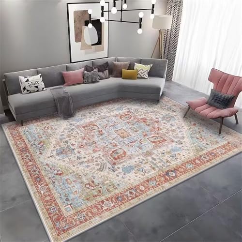 RUGMRZ Teppich Zimmer 130x190CM waschbar in Waschmaschine babyzimmer Junge Blau Retro-Teppich mit rotem Blumenmuster. tepiche Küchen Teppiche Kitchen RUGMRZ Teppich Zimmer 130x190CM waschbar in Waschmaschine babyzimmer Junge Blau Retro-Teppich mit rotem Blumenmuster. tepiche Küchen Teppiche Kitchen von RUGMRZ