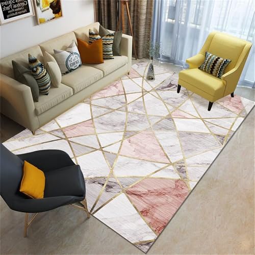 RUGMRZ Teppich unter esstisch Babyzimmer 100x120CM Flur Design Grau Lila, rosa, Gold. Fliesen langlebig und Teppiche von RUGMRZ