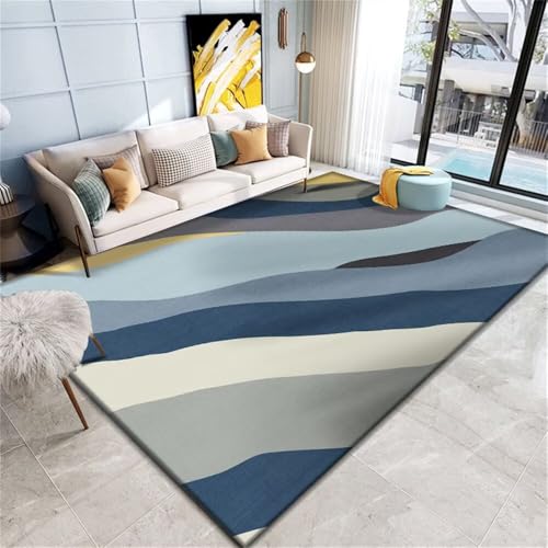RUGMRZ Teppich unter esstisch Kinderteppich 100x120CM weicher Baby Junge blau Moderner, einfacher mädchen kinderzimmer Outdoor von RUGMRZ