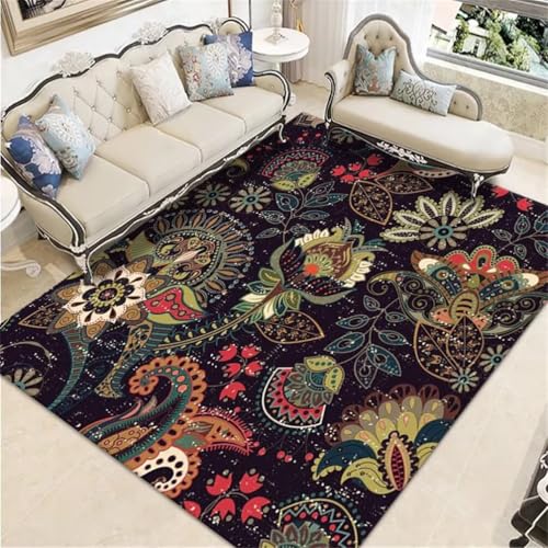 RUGMRZ Teppich unter esstisch Kinderteppich Waschbar 100x120CM esszimmer Schlafzimmers dunkelblau Roter und grüner, schmutzresistenter tür Schlafzimmer Teppiche von RUGMRZ
