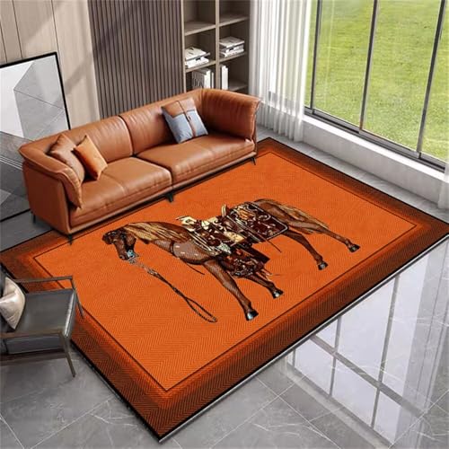 RUGMRZ Teppich unter esstisch Kleine Teppiche 100x120CM waschbarer kinderzimmer Balkon orange Innenraumteppich Klein schlafzimmerteppich von RUGMRZ