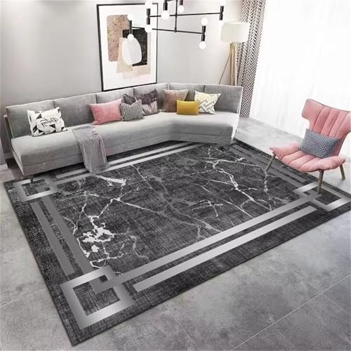 RUGMRZ Teppich unter esstisch Mädchen Kinderzimmer 100x120CM Kinderteppich Waschbar kann angepasst Werden GRAU-SCHWARZ Marmor-Effekt-Teppich mädchenzimmer Baby Junge RUGMRZ Teppich unter esstisch Mädchen Kinderzimmer 100x120CM Kinderteppich Waschbar kann angepasst Werden GRAU-SCHWARZ Marmor-Effekt-Teppich mädchenzimmer Baby Junge von RUGMRZ