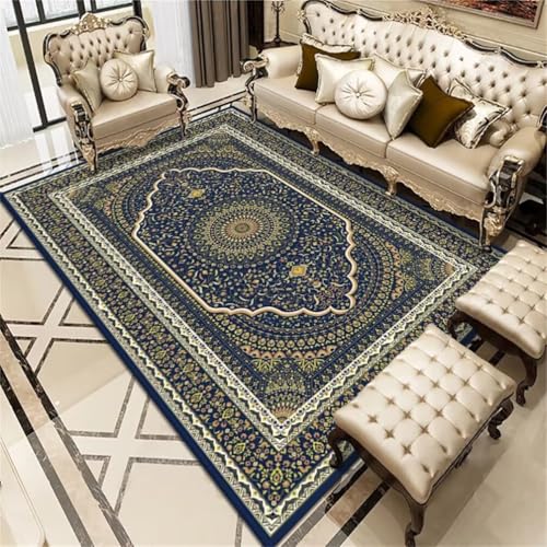RUGMRZ Teppich unter esstisch Waschbarer Kinderzimmer 100x120CM Mädchen XXL blau Vintage Blumen Anti Rutsch RUGMRZ Teppich unter esstisch Waschbarer Kinderzimmer 100x120CM Mädchen XXL blau Vintage Blumen Anti Rutsch von RUGMRZ