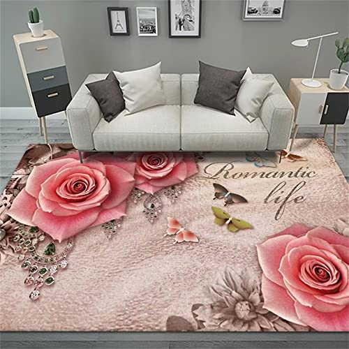 RUGMRZ Teppiche, Dämm- & Schutzmatten 200x250cm Rosa Blumen Druck Heim Dekoration im modernen Stil weich und bequem Modern von RUGMRZ