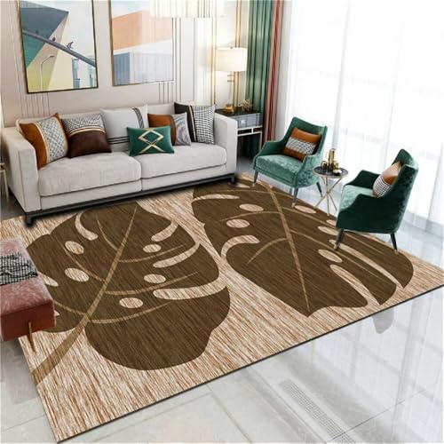 RUGMRZ Teppiche Buntes Blattmuster Design modern rutschfest Fussmatte Innen 90x190cm von RUGMRZ