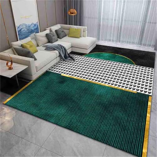 RUGMRZ Teppiche In Wohnzimmer Flachwebteppich Grün Gelb Rechteck Geometrisches Design Modernes rutschfest Läufer Teppich 120x200cm von RUGMRZ