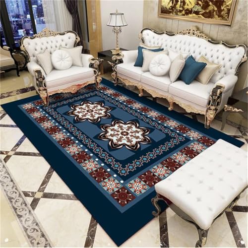 RUGMRZ Teppiche Waschbar Kinderteppich Junge Retro-Design rot und blau pflegeleicht Teppich Kinderzimmer Fürs 80X120CM von RUGMRZ