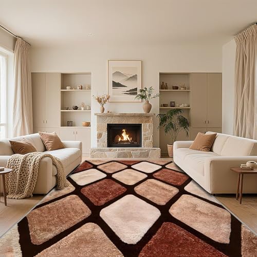 RUGMRZ Teppiche Wohnzimmer 50x70cm,Moderne Geometrie Braun,Antirutsch Waschbar Pflegeleicht für Schlafzimmer,Vorzimmer,Flur RUGMRZ Teppiche Wohnzimmer 50x70cm,Moderne Geometrie Braun,Antirutsch Waschbar Pflegeleicht für Schlafzimmer,Vorzimmer,Flur von RUGMRZ