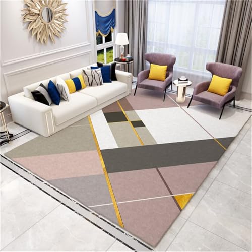 RUGMRZ Teppichläufer Teppich Läufer Flur Modernes geometrisches Design Balkonteppich ist rutschfest und langlebig Badteppich 90x150cm von RUGMRZ