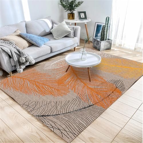 RUGMRZ Teppichläufer rutschfest 200X300Cm Teppiche Waschbar Mehrfarbig Sitzecke Kinderzimmer Teppich Kinder Wohnzimmer Waschbarfedermuster Schmutzabweisend von RUGMRZ