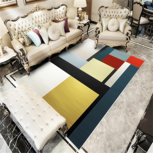 RUGMRZ Terrasse Teppich 160X200Cm Waschbare Teppiche Mehrfarbig Kind Sitzecke Kuschelige Teppichegeometrische Form Spleißen Sicher Und Pflegeleicht Gelb Schwarz RUGMRZ Terrasse Teppich 160X200Cm Waschbare Teppiche Mehrfarbig Kind Sitzecke Kuschelige Teppichegeometrische Form Spleißen Sicher Und Pflegeleicht Gelb Schwarz von RUGMRZ