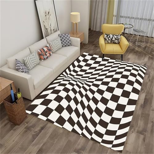 RUGMRZ Terrassen Deko Teppich Mit Muster Schwarz grau geometrische Quadrate waschbar Outdoorteppich Küche 160X230CM RUGMRZ Terrassen Deko Teppich Mit Muster Schwarz grau geometrische Quadrate waschbar Outdoorteppich Küche 160X230CM von RUGMRZ